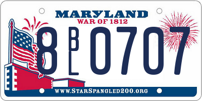 MD license plate 8BL0707