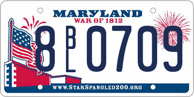 MD license plate 8BL0709