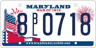 MD license plate 8BL0718