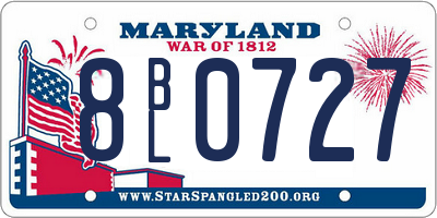 MD license plate 8BL0727