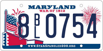 MD license plate 8BL0754