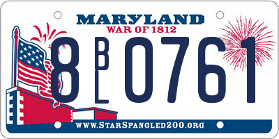 MD license plate 8BL0761