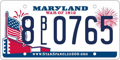 MD license plate 8BL0765