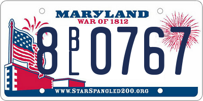 MD license plate 8BL0767