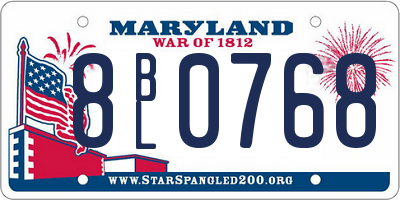 MD license plate 8BL0768