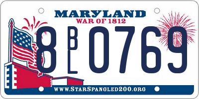MD license plate 8BL0769