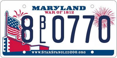 MD license plate 8BL0770