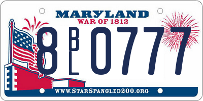MD license plate 8BL0777