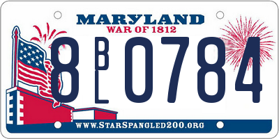 MD license plate 8BL0784