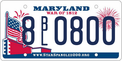 MD license plate 8BL0800
