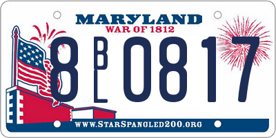 MD license plate 8BL0817