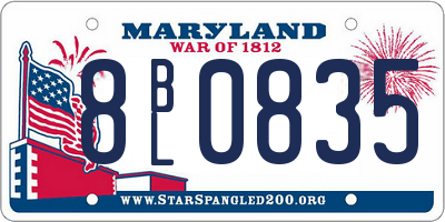MD license plate 8BL0835