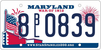 MD license plate 8BL0839