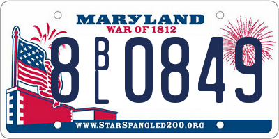 MD license plate 8BL0849