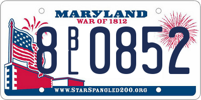 MD license plate 8BL0852