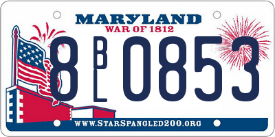 MD license plate 8BL0853