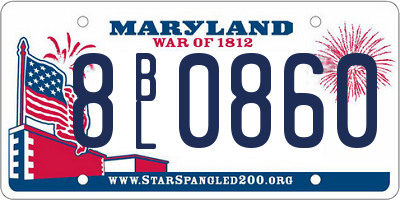 MD license plate 8BL0860