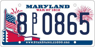 MD license plate 8BL0865