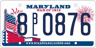 MD license plate 8BL0876