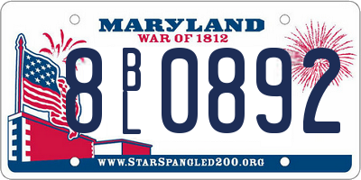 MD license plate 8BL0892