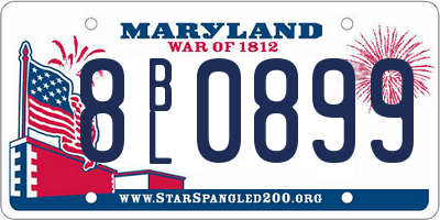 MD license plate 8BL0899