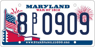 MD license plate 8BL0909
