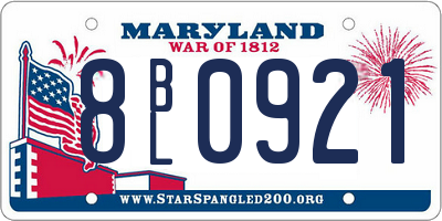 MD license plate 8BL0921