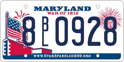 MD license plate 8BL0928