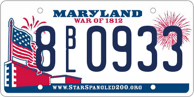 MD license plate 8BL0933
