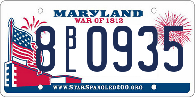 MD license plate 8BL0935