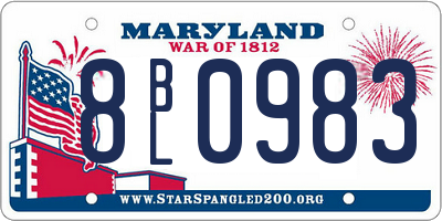 MD license plate 8BL0983