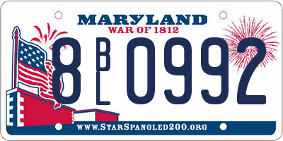 MD license plate 8BL0992