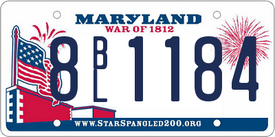MD license plate 8BL1184
