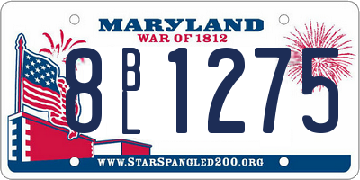 MD license plate 8BL1275