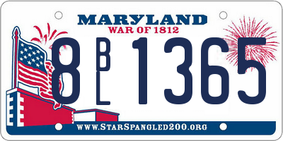 MD license plate 8BL1365