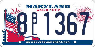 MD license plate 8BL1367