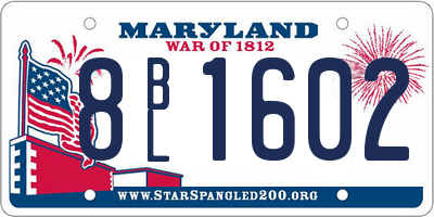 MD license plate 8BL1602