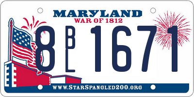 MD license plate 8BL1671