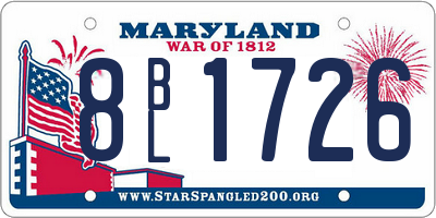 MD license plate 8BL1726