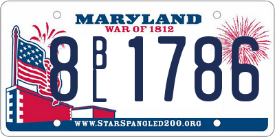 MD license plate 8BL1786