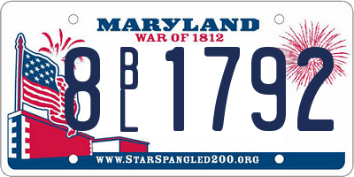 MD license plate 8BL1792