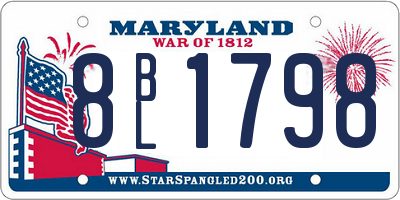 MD license plate 8BL1798