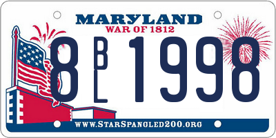 MD license plate 8BL1998