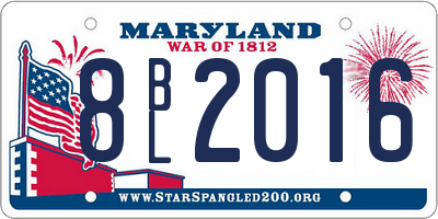 MD license plate 8BL2016