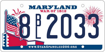MD license plate 8BL2033