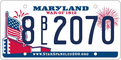 MD license plate 8BL2070