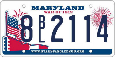 MD license plate 8BL2114