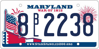 MD license plate 8BL2238