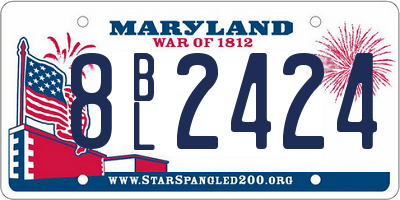 MD license plate 8BL2424