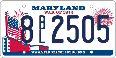 MD license plate 8BL2505